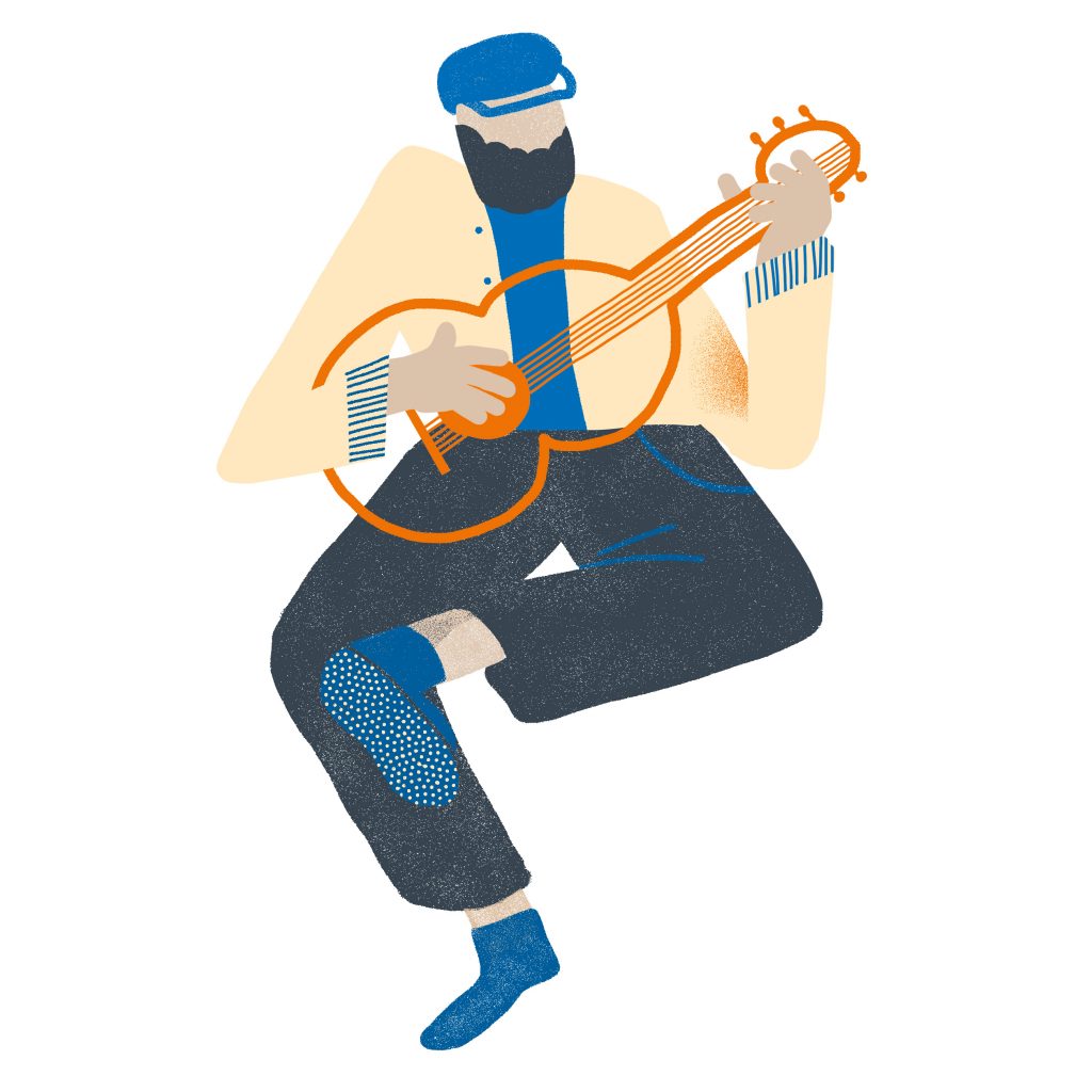Illustration Musiker mit Gitarre