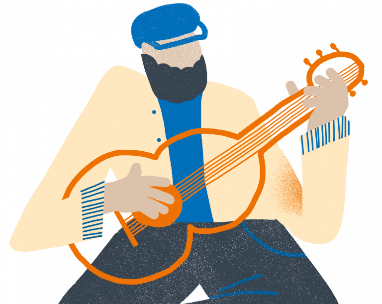 Illustration Musiker mit Gitarre