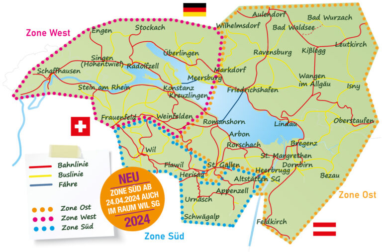 Zonenkarte Bodenseeticket. Grafik: Bodensee Ticket